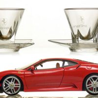 Ferrari Glasses & Car :: Italian Crystal coffee set engraved with your details and available in a range of styles.